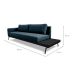 Sofá 3 Lugares Matteo com Mesa de Apoio Direita Linho Azul 180 cm