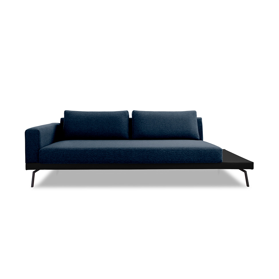 Sofá 3 Lugares Matteo com Mesa de Apoio Direita Linho Azul 180 cm