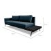 Sofá 3 Lugares Matteo com Mesa de Apoio Direita Linho Azul 240 cm