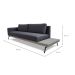Sofá 3 Lugares Matteo com Mesa de Apoio Direita Linho Cinza 180 cm
