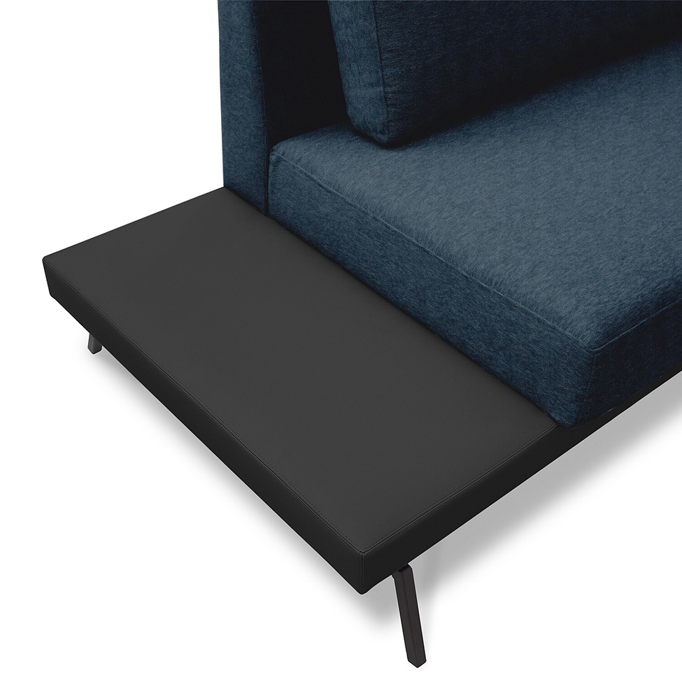 Sofá 3 Lugares Matteo com Mesa de Apoio Esquerda Linho Azul 210 cm