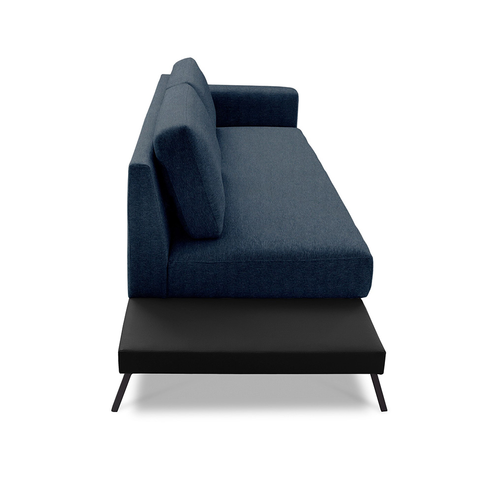 Sofá 3 Lugares Matteo com Mesa de Apoio Esquerda Linho Azul 210 cm
