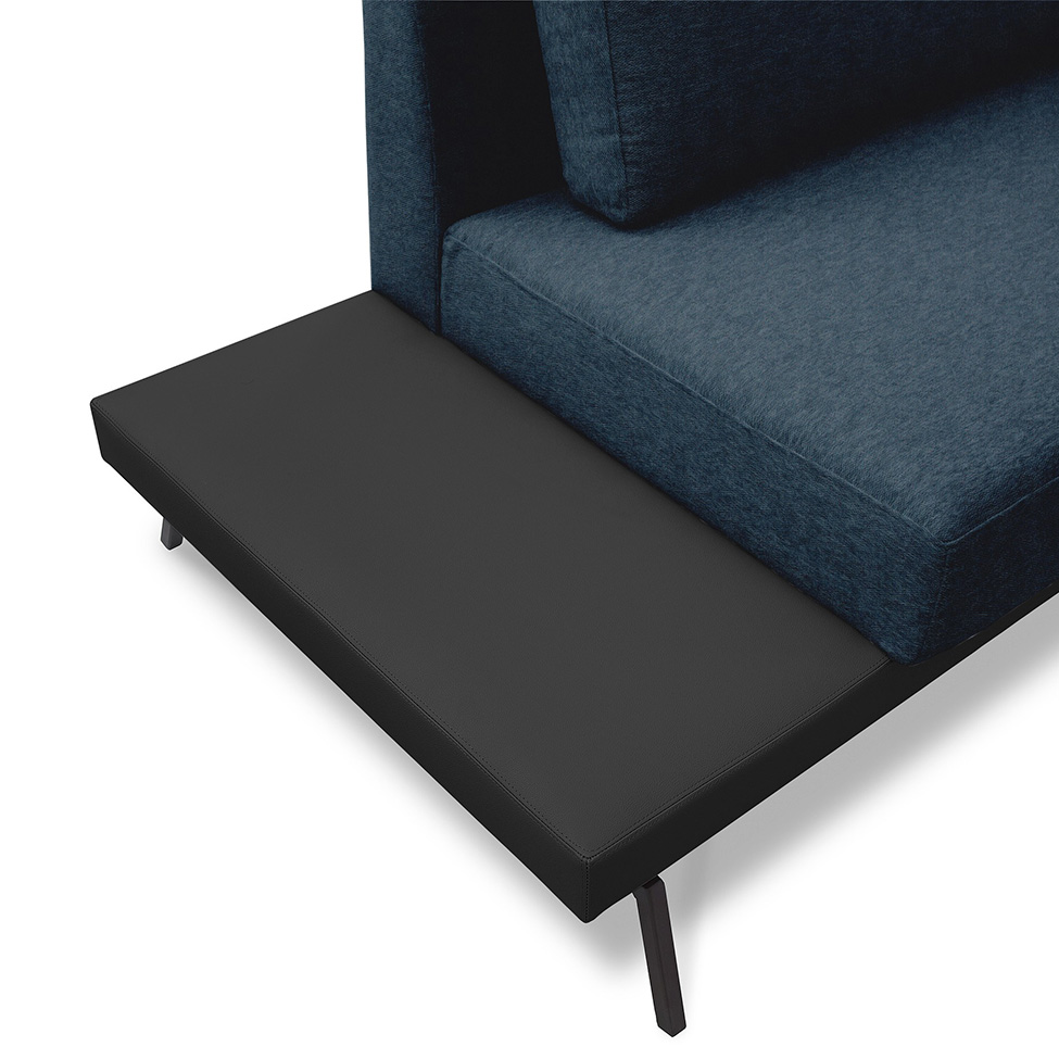 Sofá 3 Lugares Matteo com Mesa de Apoio Esquerda Linho Azul 240 cm
