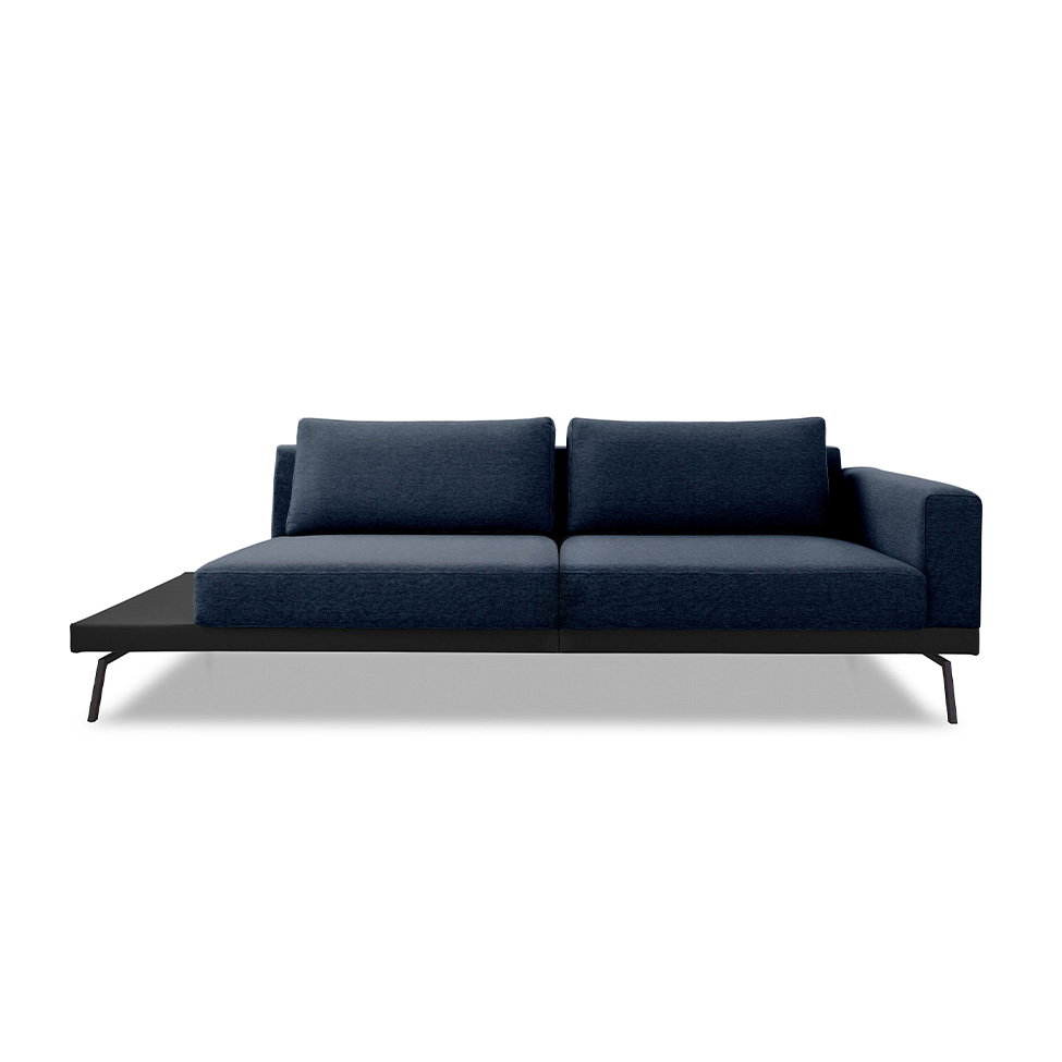 Sofá 3 Lugares Matteo com Mesa de Apoio Esquerda Linho Azul 240 cm