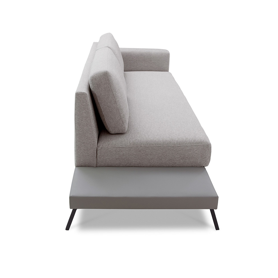 Sofá 3 Lugares Matteo com Mesa de Apoio Esquerda Linho Bege 180 cm