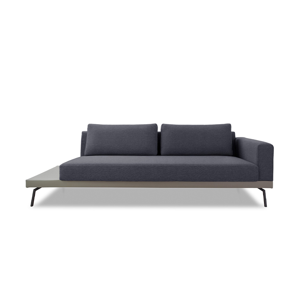 Sofá 3 Lugares Matteo com Mesa de Apoio Esquerda Linho Cinza 180 cm