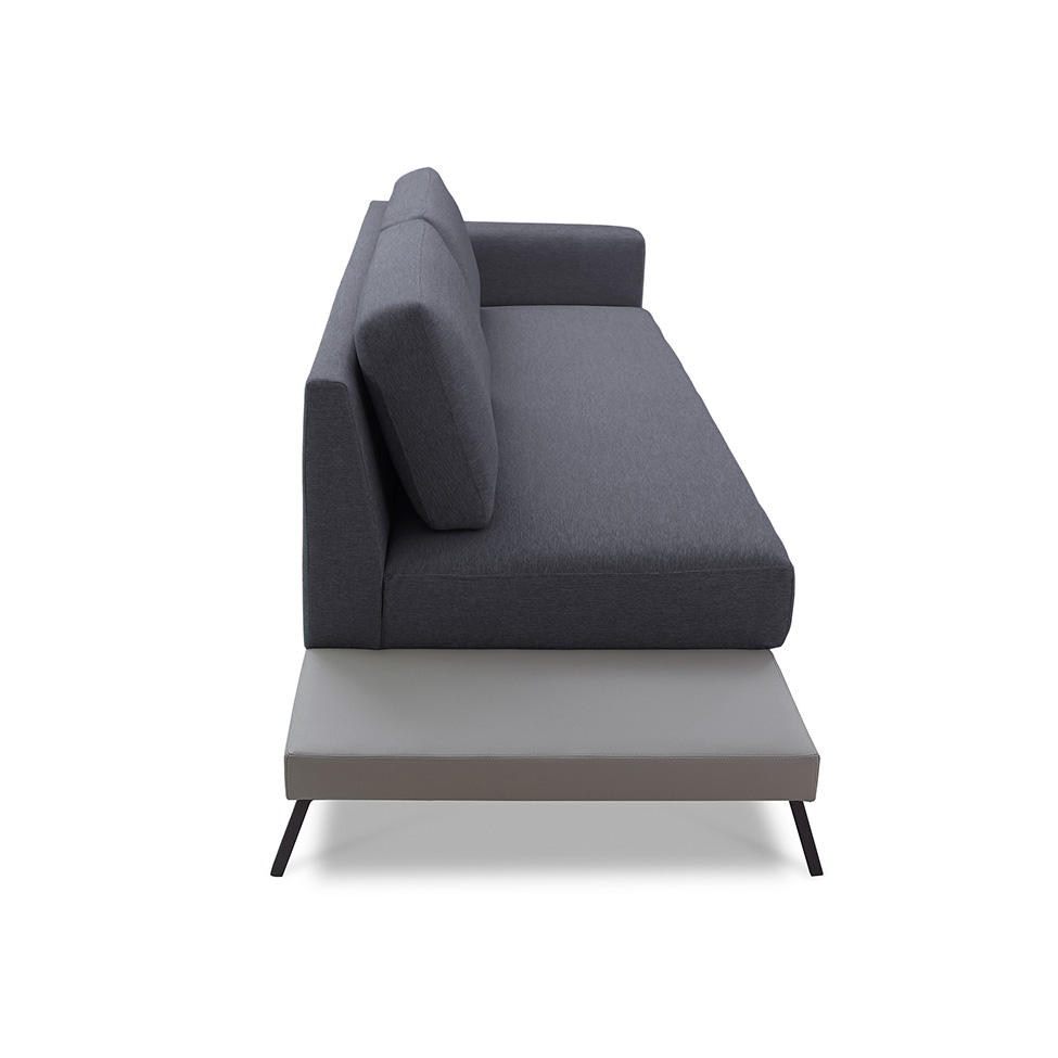 Sofá 3 Lugares Matteo com Mesa de Apoio Esquerda Linho Cinza 180 cm
