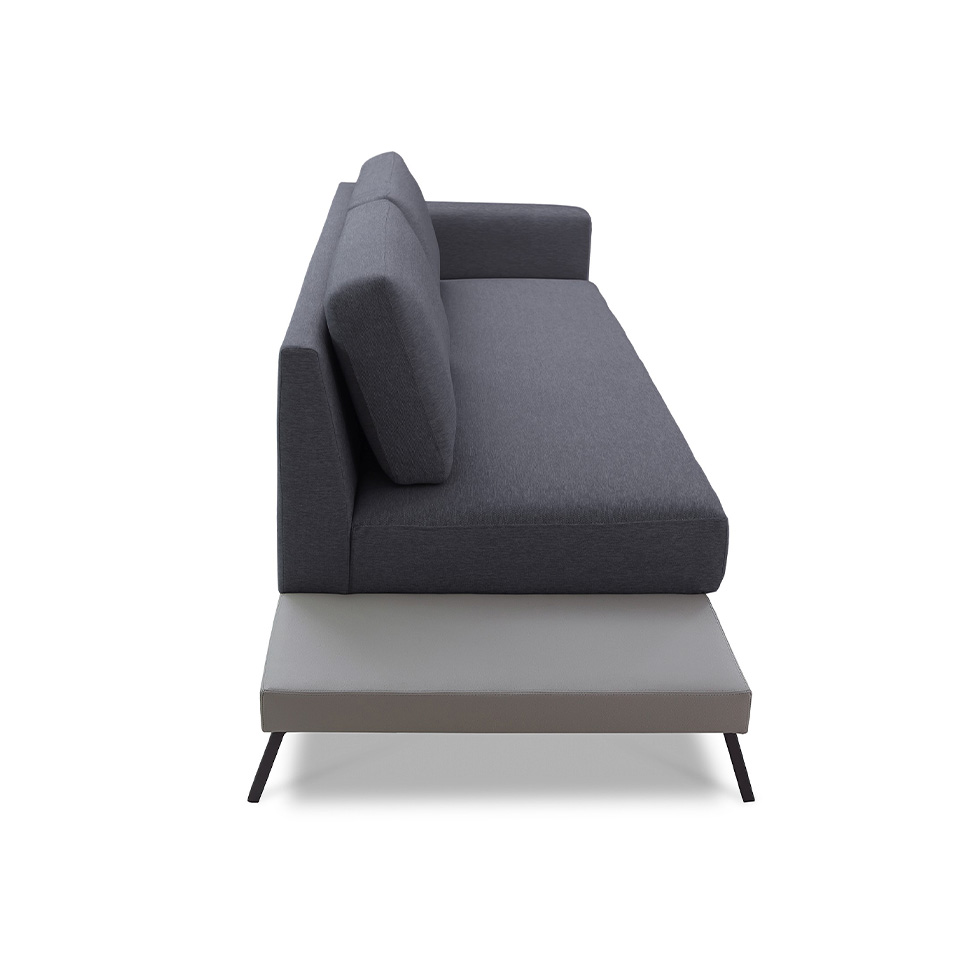 Sofá 3 Lugares Matteo com Mesa de Apoio Esquerda Linho Cinza 210 cm