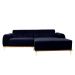 Sofá 3 Lugares Molino com Chaise Direito Veludo Azul Marinho e Dourado