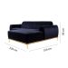 Sofá 3 Lugares Molino com Chaise Direito Veludo Azul Marinho e Dourado