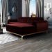 Sofá 3 Lugares Molino com Chaise Direito Veludo Bordô e Dourado