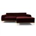 Sofá 3 Lugares Molino com Chaise Direito Veludo Bordô e Dourado