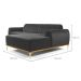 Sofá 3 Lugares Molino com Chaise Direito Veludo Cinza e Dourado