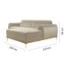 Sofá 3 Lugares Molino com Chaise Direito Veludo Creme e Dourado