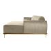 Sofá 3 Lugares Molino com Chaise Direito Veludo Creme e Dourado
