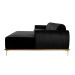 Sofá 3 Lugares Molino com Chaise Direito Veludo Grafite e Dourado