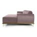 Sofá 3 Lugares Molino com Chaise Direito Veludo Rosa e Dourado