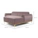 Sofá 3 Lugares Molino com Chaise Direito Veludo Rosa e Dourado