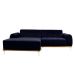Sofá 3 Lugares Molino com Chaise Esquerdo Veludo Azul Marinho e Dourado