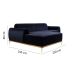 Sofá 3 Lugares Molino com Chaise Esquerdo Veludo Azul Marinho e Dourado