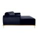 Sofá 3 Lugares Molino com Chaise Esquerdo Veludo Azul Marinho e Dourado