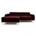 Sofá 3 Lugares Molino com Chaise Esquerdo Veludo Bordô e Dourado