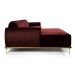 Sofá 3 Lugares Molino com Chaise Esquerdo Veludo Bordô e Dourado
