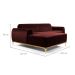 Sofá 3 Lugares Molino com Chaise Esquerdo Veludo Bordô e Dourado