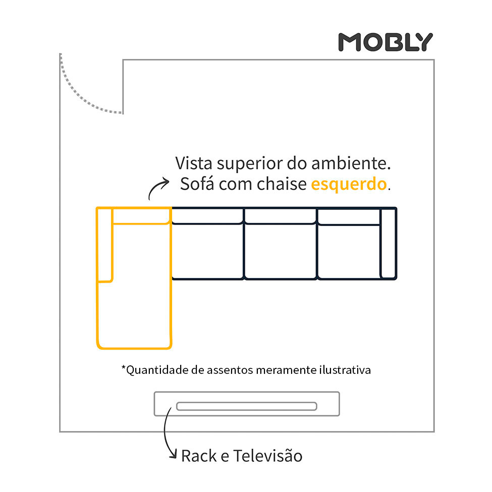 Sofá 3 Lugares Molino com Chaise Esquerdo Veludo Bordô e Dourado