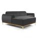 Sofá 3 Lugares Molino com Chaise Esquerdo Veludo Cinza e Dourado