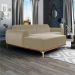 Sofá 3 Lugares Molino com Chaise Esquerdo Veludo Creme e Dourado