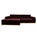 Sofá 3 Lugares Molino com Chaise Esquerdo Veludo Marrom e Dourado