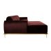 Sofá 3 Lugares Molino com Chaise Esquerdo Veludo Marrom e Dourado