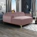 Sofá 3 Lugares Molino com Chaise Esquerdo Veludo Rosa e Dourado