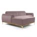 Sofá 3 Lugares Molino com Chaise Esquerdo Veludo Rosa e Dourado