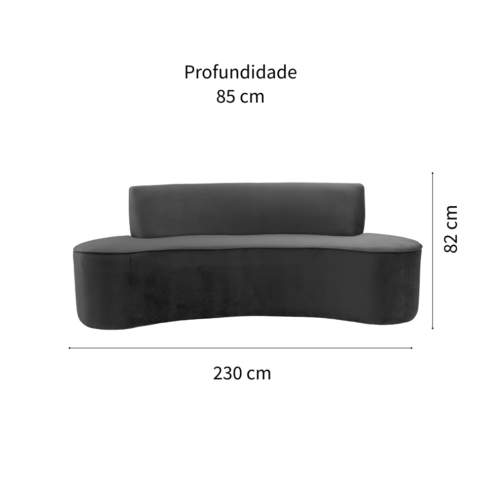 Sofá 3 Lugares Mondo Veludo Cinza