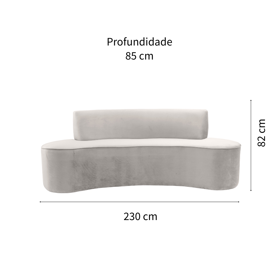 Sofá 3 Lugares Mondo Veludo Creme