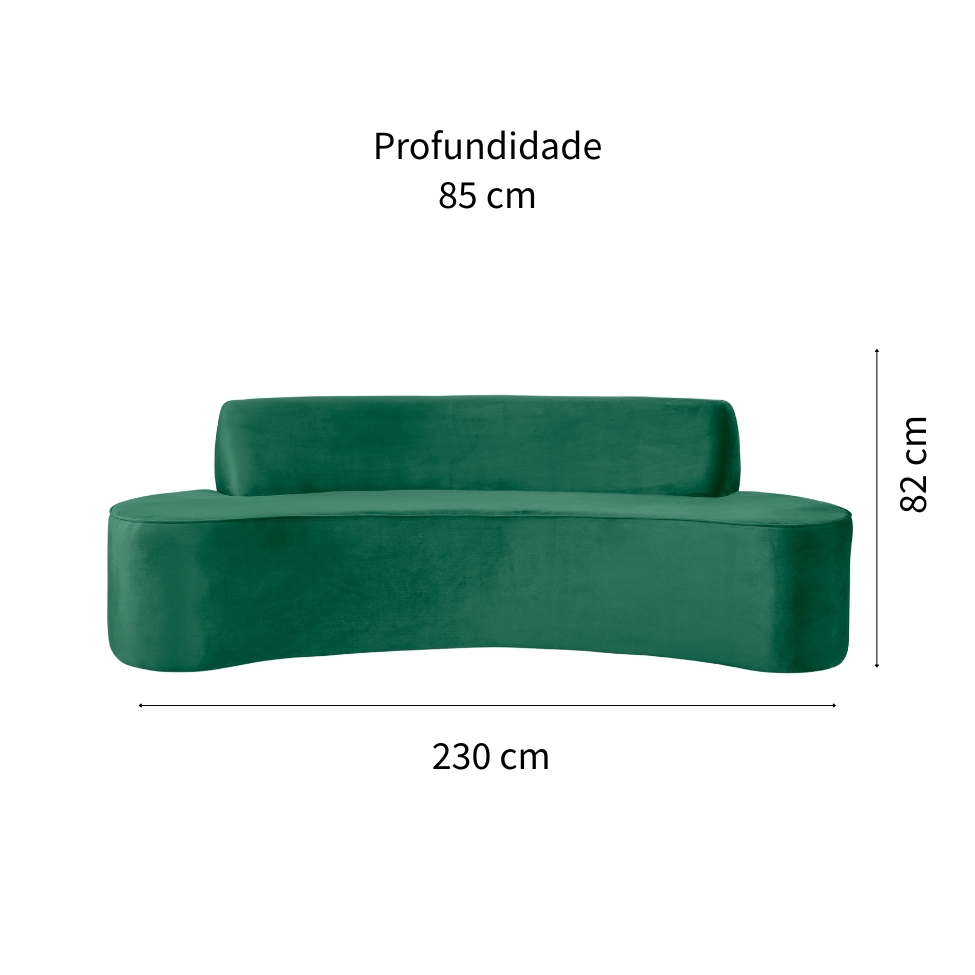 Sofá 3 Lugares Mondo Veludo Verde