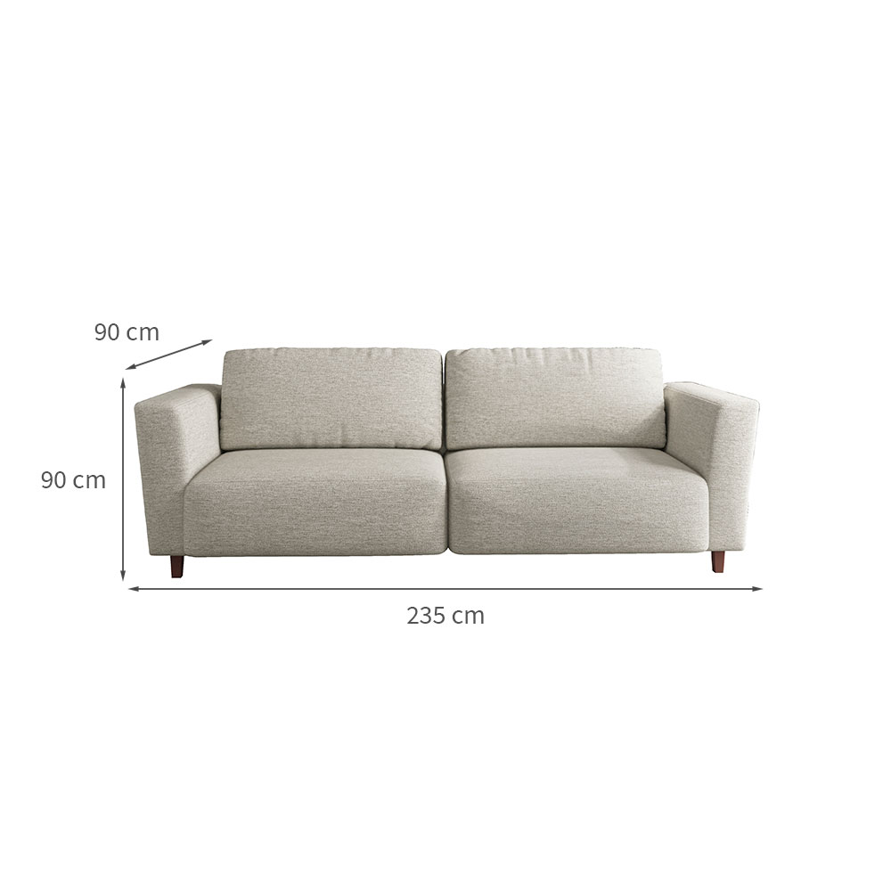 Sofá 3 Lugares Munique com Chaise Esquerdo Poliéster Creme