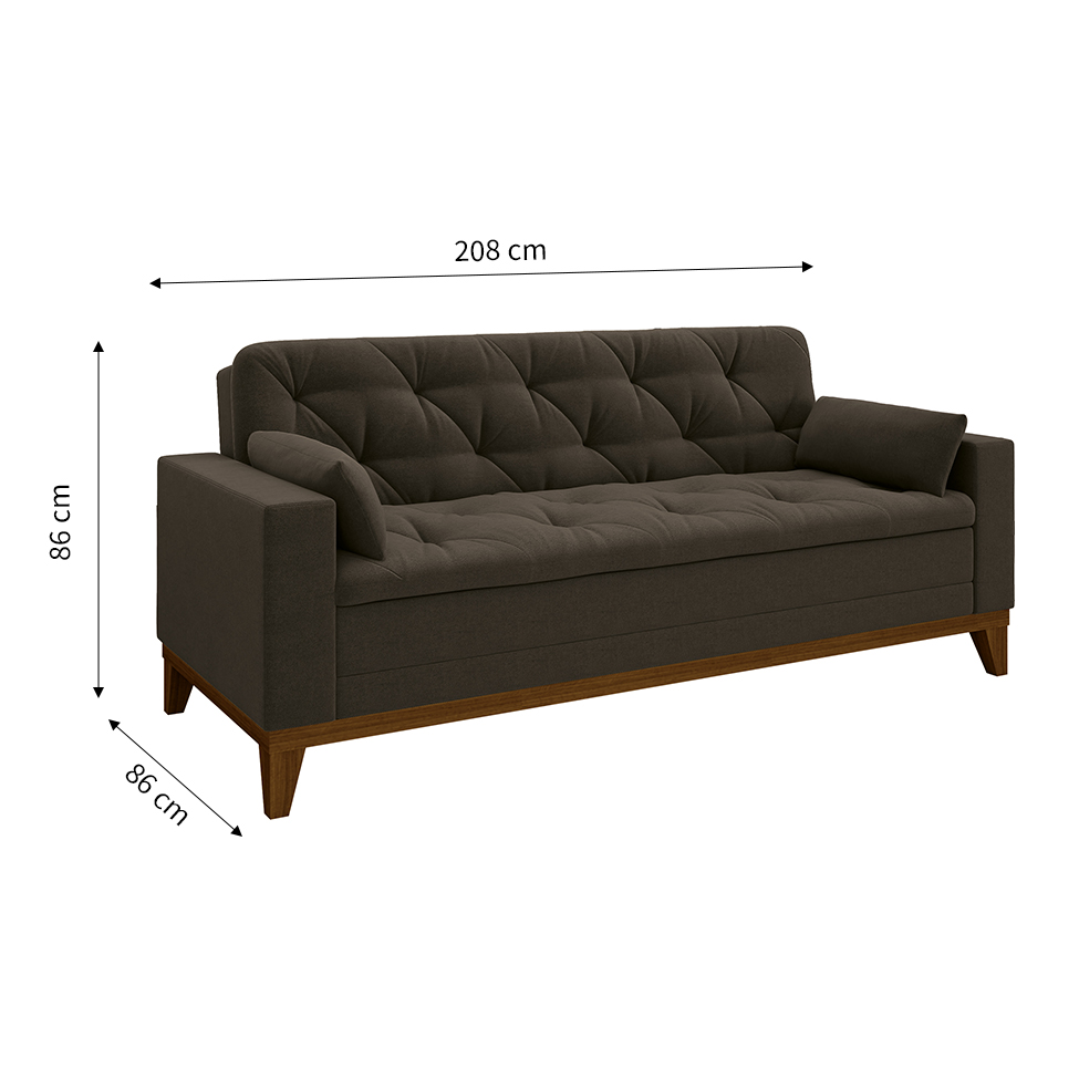 Sofá 3 Lugares Nevada Suede Marrom