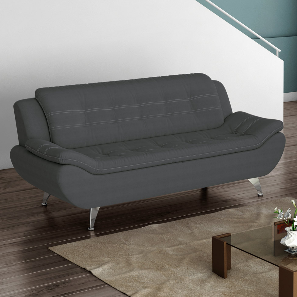 Sofá 3 Lugares New Passion Suede Cinza
