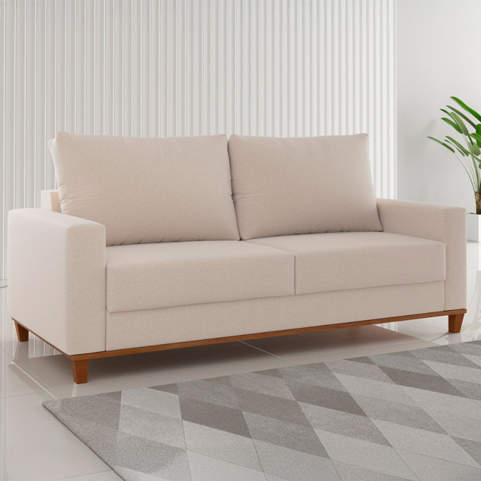 Sofá 3 Lugares New York Linho Bege