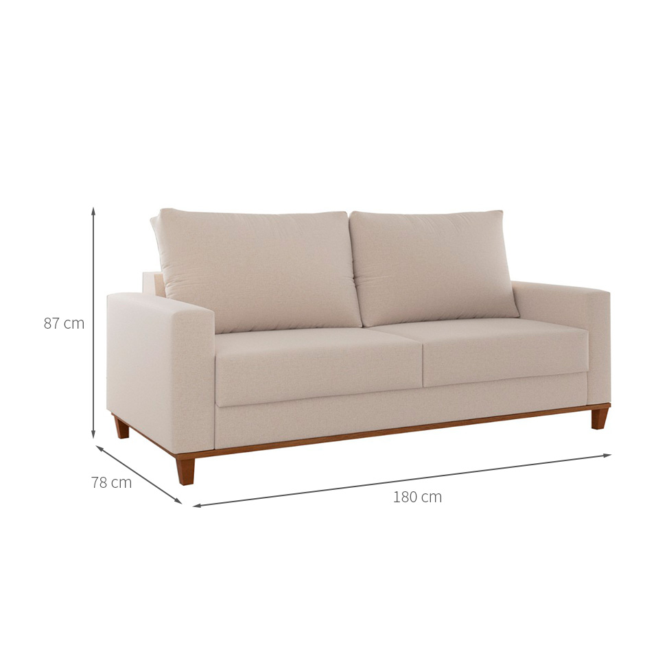 Sofá 3 Lugares New York Linho Bege