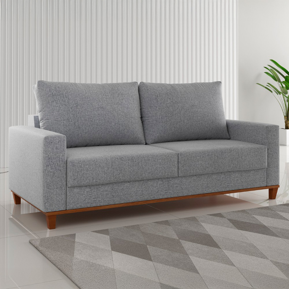 Sofá 3 Lugares New York Linho Cinza