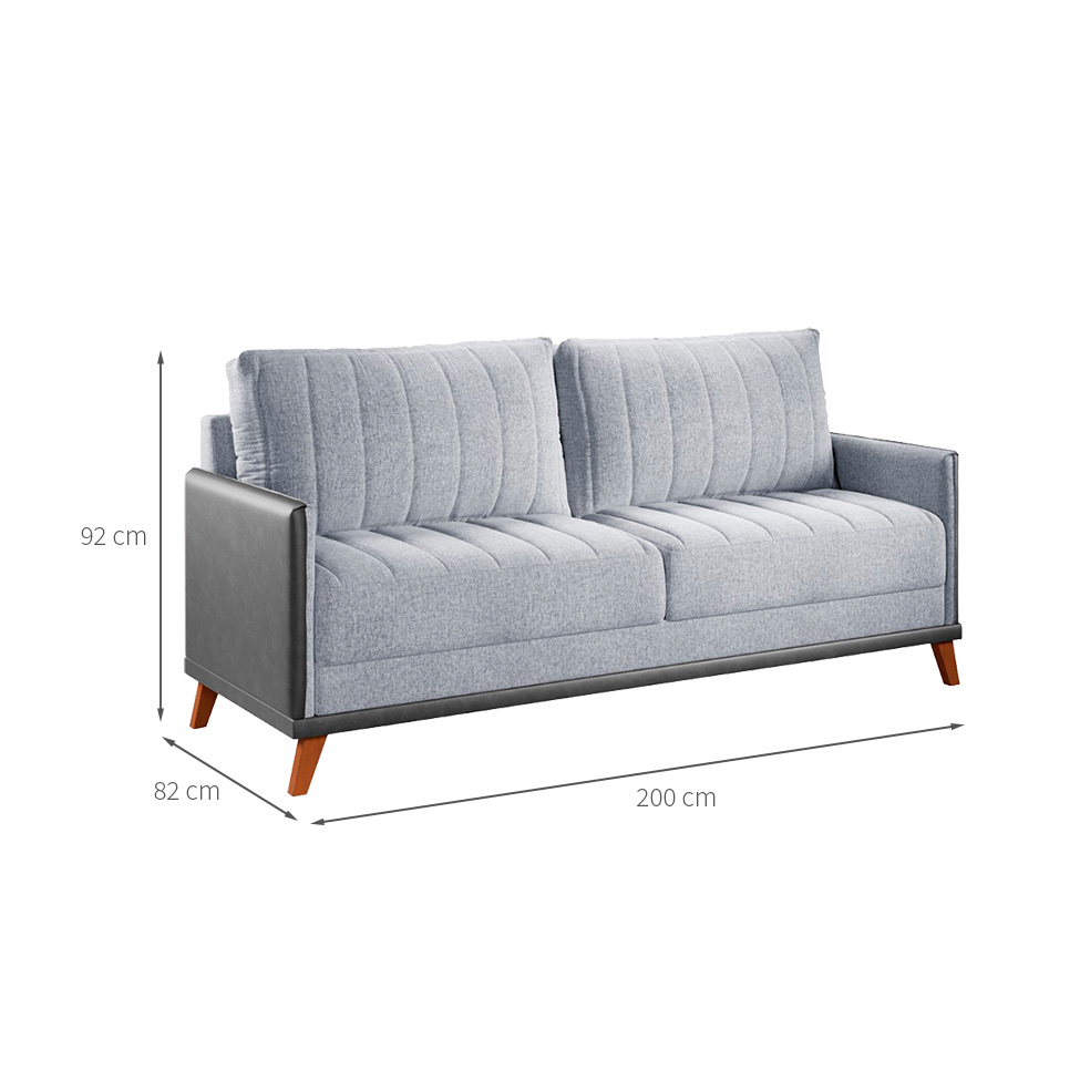 Sofá 3 Lugares Novita Linho Cinza