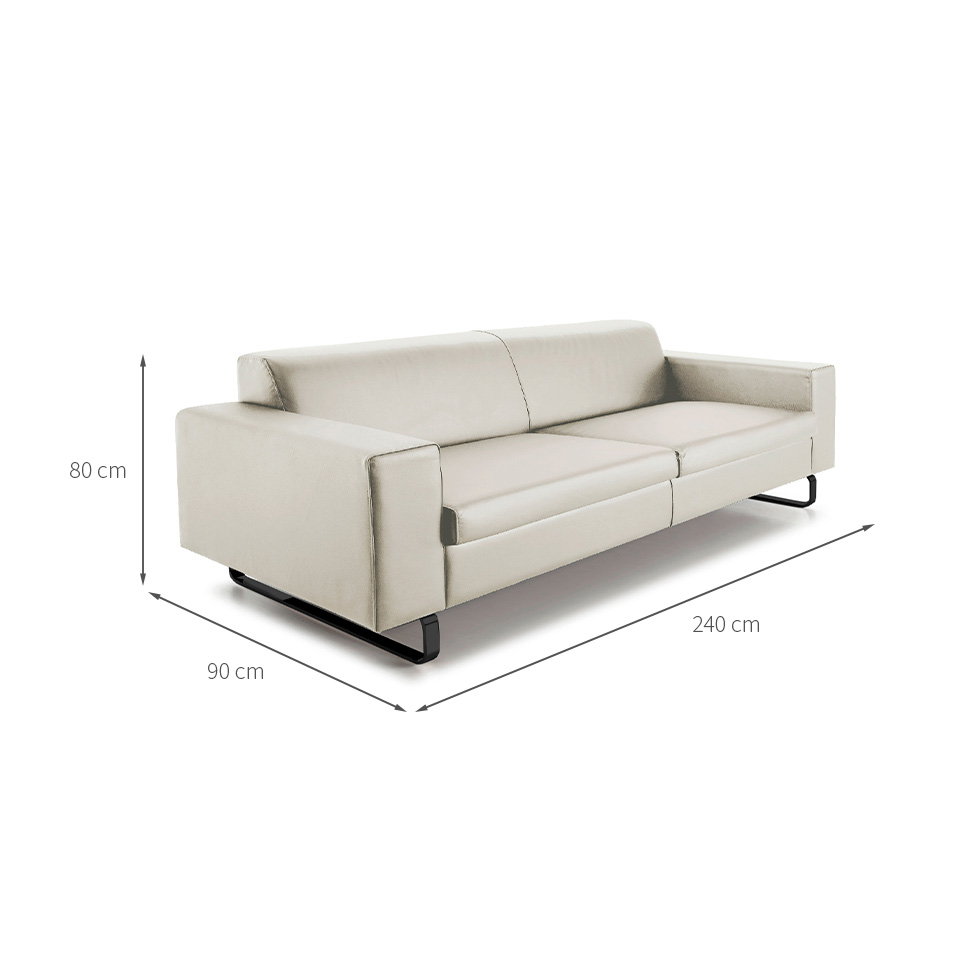 Sofá 3 Lugares Otto Revestimento Sintético Gelo 240 cm