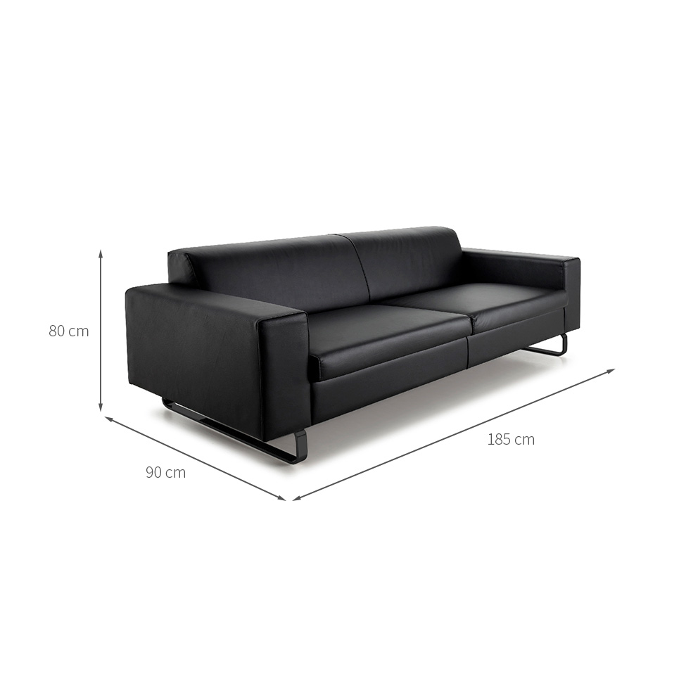Sofá 3 Lugares Otto Revestimento Sintético Preto 185 cm