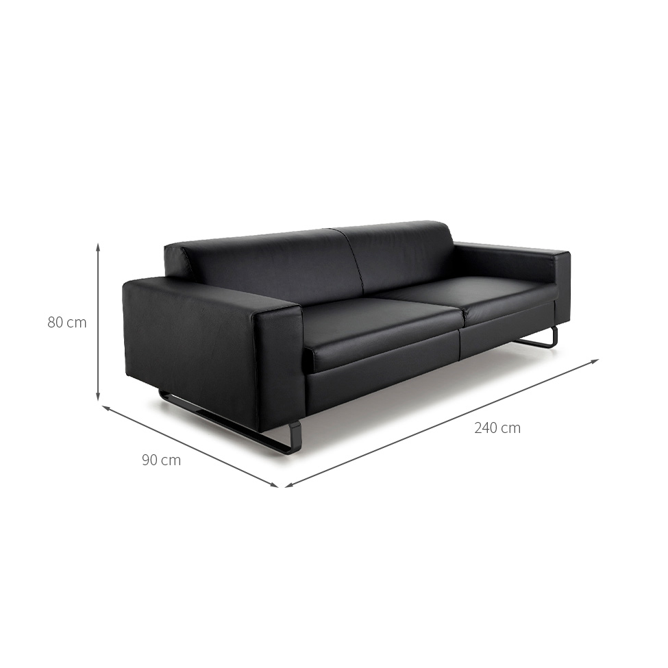 Sofá 3 Lugares Otto Revestimento Sintético Preto 240 cm