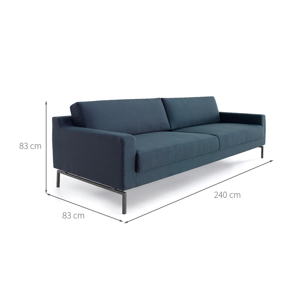 Sofá 3 Lugares Peppe Linho Azul 240 cm