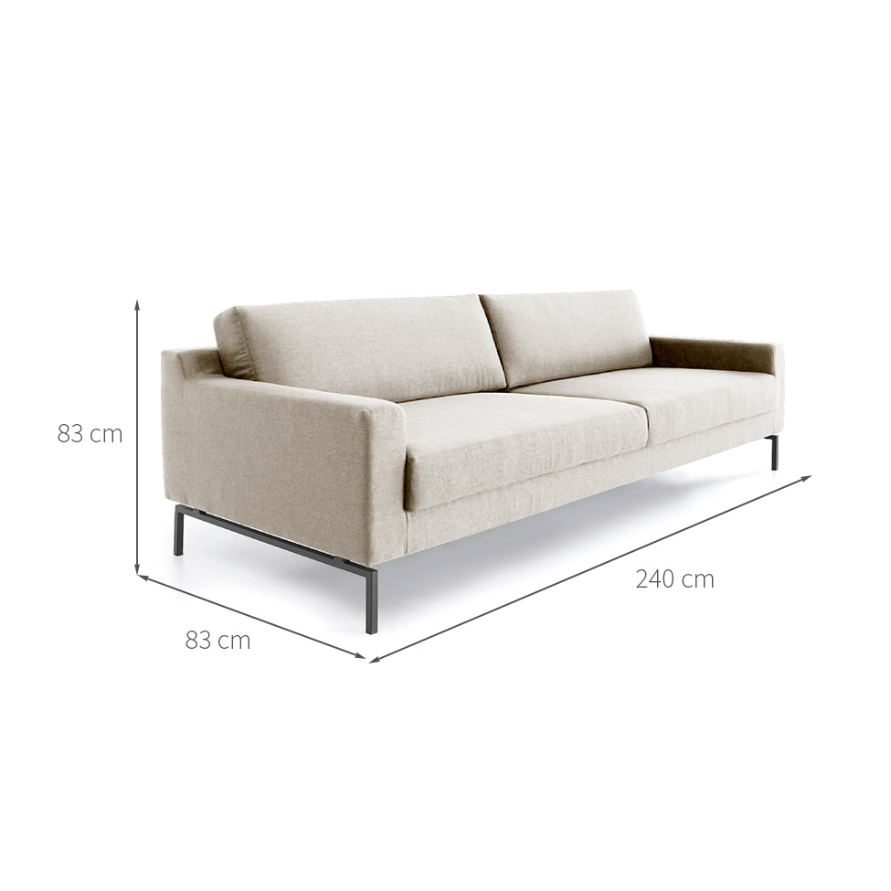 Sofá 3 Lugares Peppe Linho Bege 240 cm